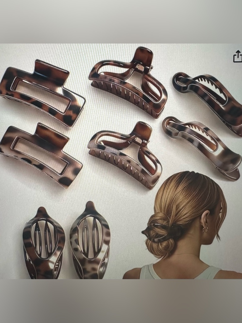 Tortoiseshell Hair Claw Clips - Set of Fashion Clips count 8